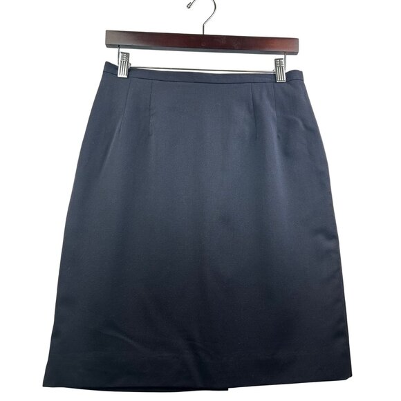 Vintage Talbots Petites Navy Wool-Blend Pencil Lined Skirt Made‎ in USA Sz 8P - Picture 2 of 6